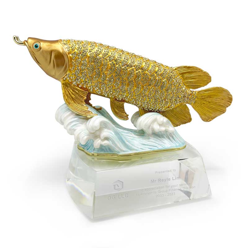 Golden Fish on Crystal Base