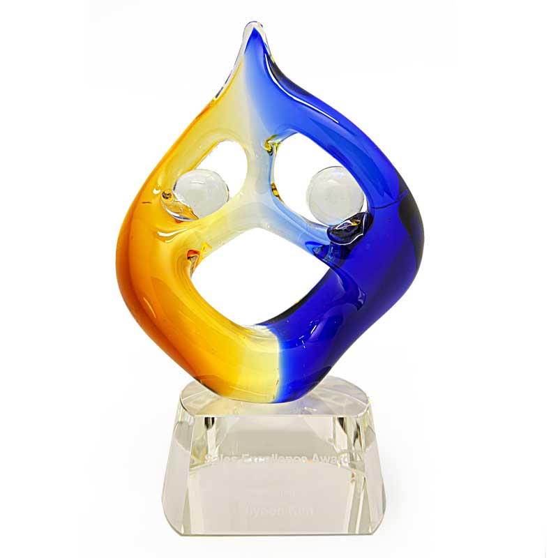 Teamwork Colour Glass Trophy