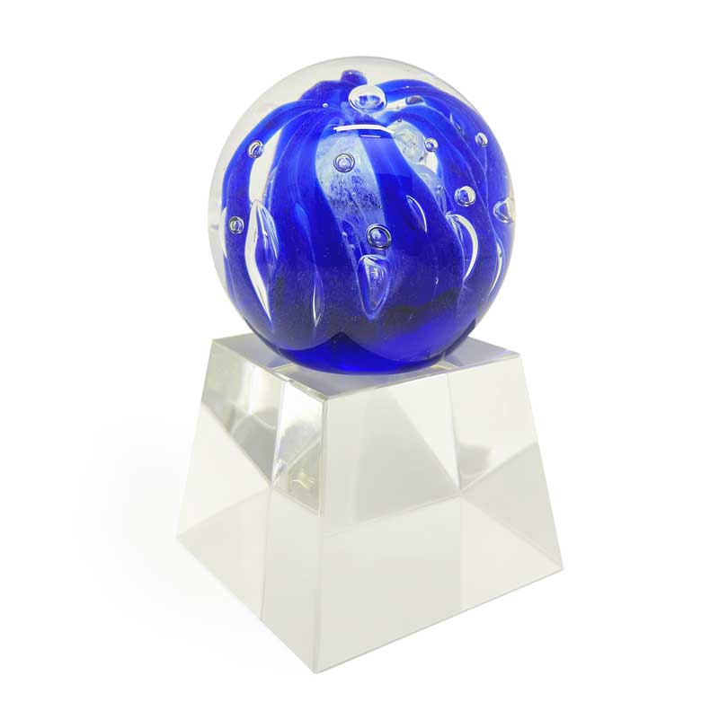Aqua Colour Glass Trophy