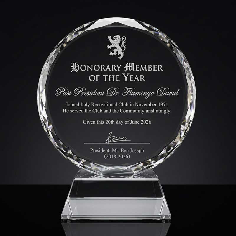 Round Cut Crystal Award